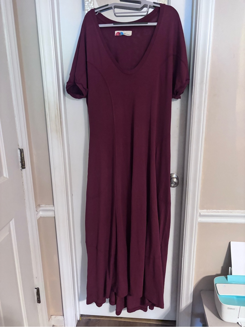 Free People Meadow Tee Dress, Worn Once, Color is a wine, 2nd pic shows fit,
